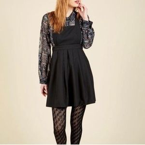 ModCloth, Sunny Girl, Black Pinafore Jumper, Apron Dress, Small